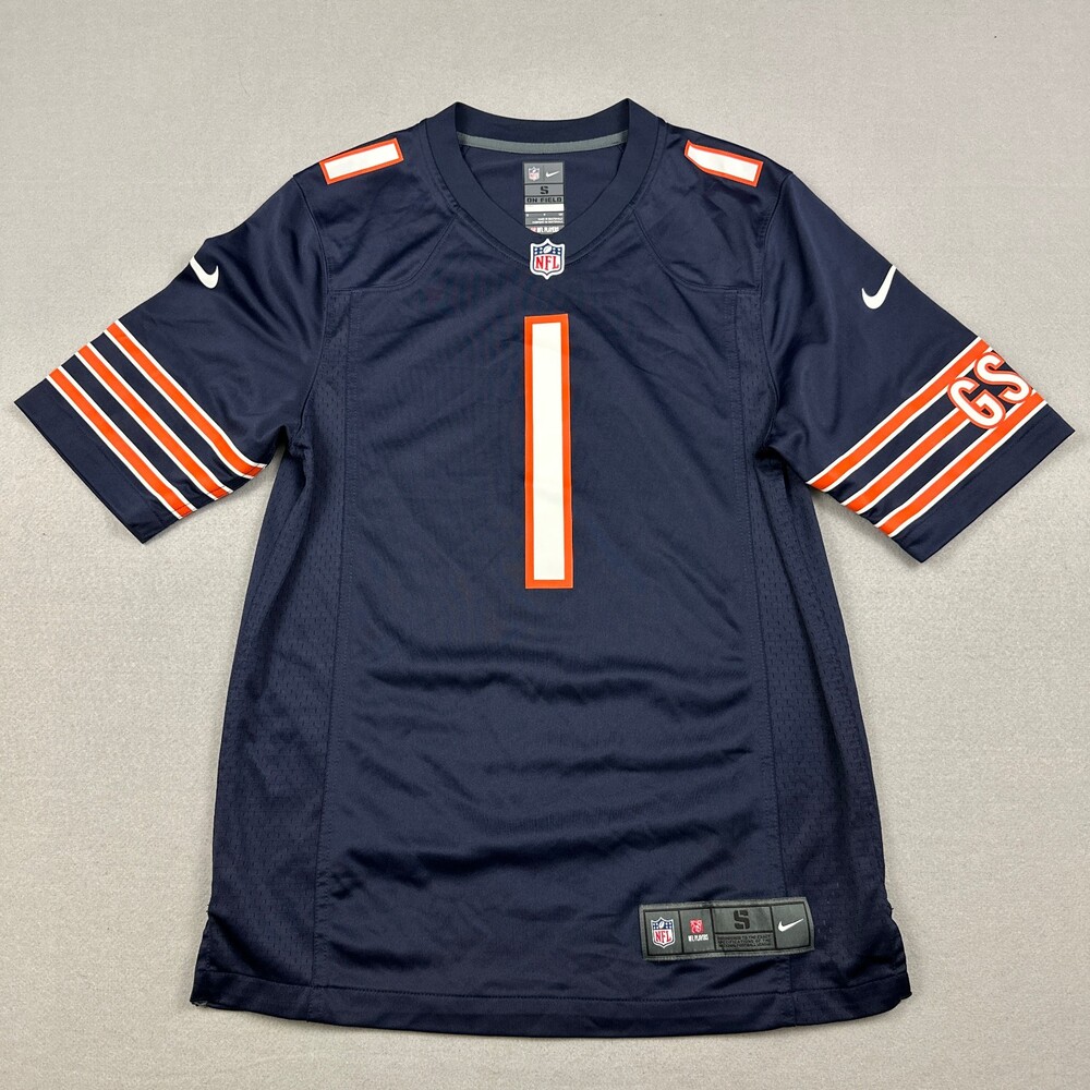 Chicago Bears Jersey Men Small Blue Nike On Field Justin Fields NFL QB #1 S